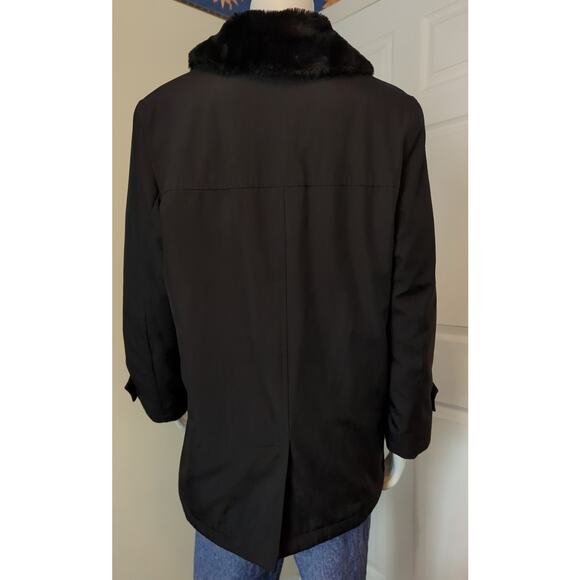 LARRY LEVINE SPORT Black Jacket with removable faux fur collar women's size M - Picture 3 of 8